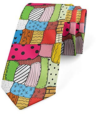 Wpamlrta Herren Krawatte, Krawattenschal, lebendiger Ton, Steppmuster, Kleid, 9,4 cm, mehrfarbig, Siehe Abbildung, Einheitsgröße