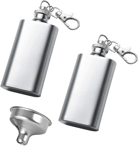 2PCS Stainless Steel Hip Flask,2oz Hidden Flasks for Liquor for Men, Multifunctton Pocket Mini Small Pocket Flask,Mini Pocket Wine Bottle with Keychain 2oz Pocket Whiskey Bottle