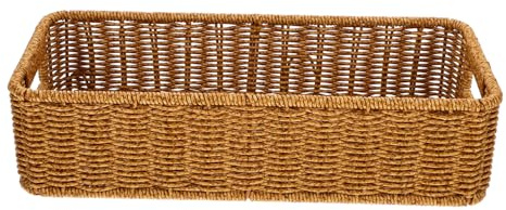 SOIMISS Cesta para Guardar Cubiertos de Ratán Sintético Cesta Tejida para Cocina Organizador de Almacenamiento para Utensilios y Botellas de Especias