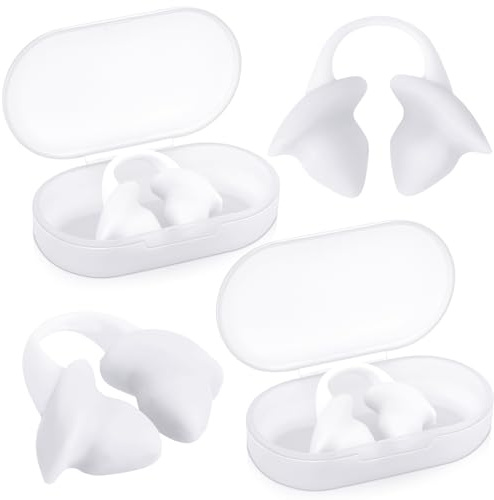 Soulchen 2 Pcs Swimming Nose Plugs Silicone Waterproof Painless Swim Nose Clip with Storage Box for Adults Kids Men Women Beginners(Kids,White)