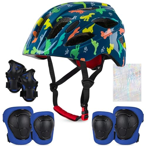 Casque de vélo pour enfants de 3 à 8 ans, casque et coussinets avec autocollants à monter soi-même, casque réglable pour tout-petit, skateboard, scooter, patinage