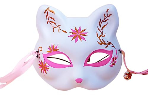 THINCAN Pour masque de chat japonais pour chat Natsume Book of Foxes Demi-masque drôle Halloween Cosplay Party