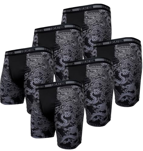 Location Men’s Long‑Leg Boxers– 6‑Pack, Anti‑Chafing Sports 4-Way Stretch Underwear, Size S–3XL