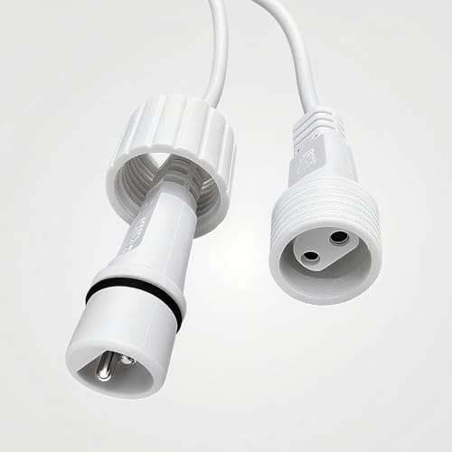 Dekofun Prolunga Luci Natale 10M/32.8Ft 2 Pin Maschio Femmina Cavo Connettore Impermeabile Cavo di Prolunga per Luci Albero Natale Esterno, Catena Luminosa Natalizie, Luci Stringa - Bianco