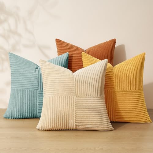 Topfinel Fundas de Cojines 40x40 Naranja-Azul 4 Piezas Forma de Molino Funda para Cojin Decoracion Hogar Sofa Cama Sillas Jardin Salon de Estar Dormitorio Habitación de los niños Pana Modernos