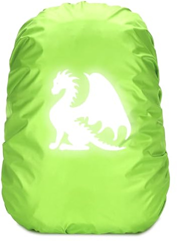 Henjunu Housse de Protection Contre la Pluie 35L,Protection Pluie Sac à Dos,Housse Sac à Dos Imperméable Réfléchissante,Réutilisable,pour Camping Randonnée Voyage Cyclisme (Dragon Vert)