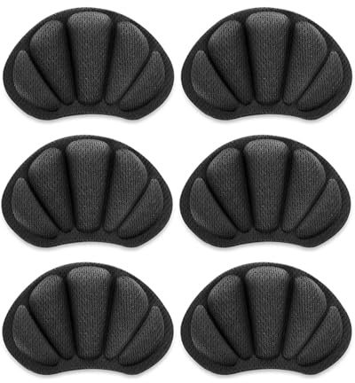 HUVZOR Cuscini per Tallone, 6 Paia di Cuscinetti Autoadesivi per Scarpe Troppo Grandi, Comodi Solette per Donne e Uomini, Prevengono Sfregamento e Scivolamento in Sneakers e Tacchi Alti(Nero)