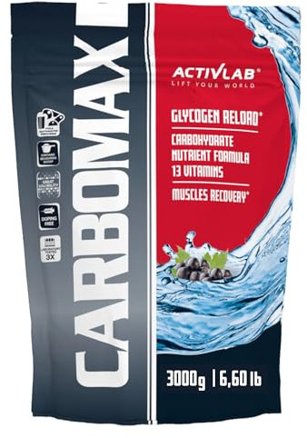 Activlab CARBOMAX 3000g, Kohlenhydrat mit Vitaminen, Energie und Glykogenauffüllung, für Training, Regeneration nach intensivem körperlichem Training, Schwarze Johannisbeere