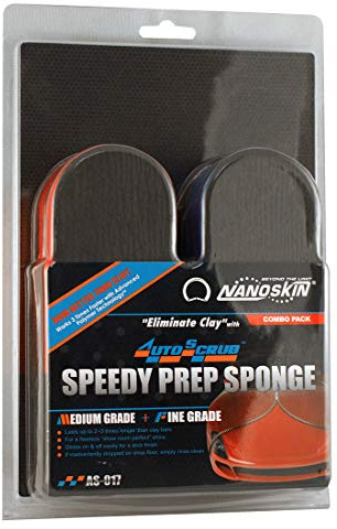Nanoskin AUTOSCRUB Surface Prep Sponge - Medium & Fine - Patented Clay Bar Replacement Tool to Remove Embedded Contaminants Before Wax & Coating | Safe for Painted Surface, Glass, Plastic, Metal, etc.