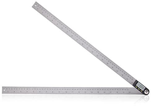 Delgada 20 inch/500mm Digital Protractor Stainless Steel Digital Display Angle Ruler Digital Angle Measuring Finder Tool for Woodworking