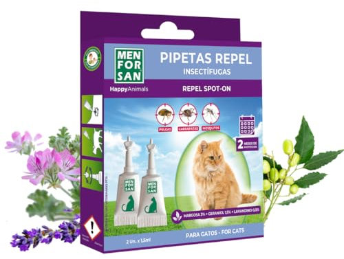 MENFORSAN Pipetta di Gatti con Margosa, Geraniolo e Lavandino - Pacco da 2