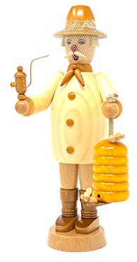 Drechslerei Friedbert Uhlig, Räuchermännchen Nr. 007, Imker, 25 cm hoch, aus regionalem Holz gedrechselt, echte Handarbeit aus dem Erzgebirge, Weihnachten, Holzkunst, Echtholz
