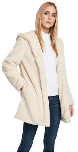 Urban Classics Ladies Hooded Teddy Coat Revêtement en Fourrure synthétique, Blanc Cassé, 3XL Femme
