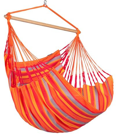 La Siesta® - Domingo Hanging Chair Basic Size - Weatherproof with Bamboo Wood, 360° Rotatable, Generous Dimensions - Comfortable Hängesessel. (Toucan)
