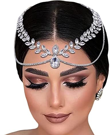 Copricapo da sposa per sposa – copricapo per fronte nuziale – vite per capelli da sposa, accessori per capelli per donne e ragazze Qarido