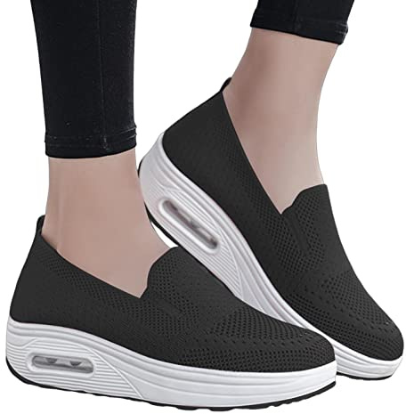 Firulab Zapatillas Ortopédicas para Mujer, Malla Transpirable, Caminar, Soporte Arco, Informales, Negro, 35 EU