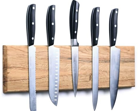 Magnetische Messerleiste | Messerhalter aus massivem Eichenholz in Handarbeit | Ideal zur Messeraufbewahrung (50 x 6 cm)