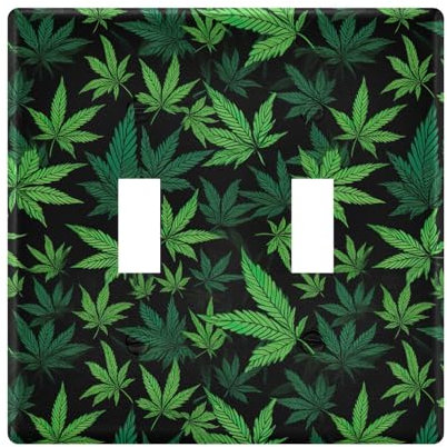 Plaques d'interrupteur à double paroi en feuilles de palmier vertes tropicales - Décoration pour la maison, la cuisine, la ferme