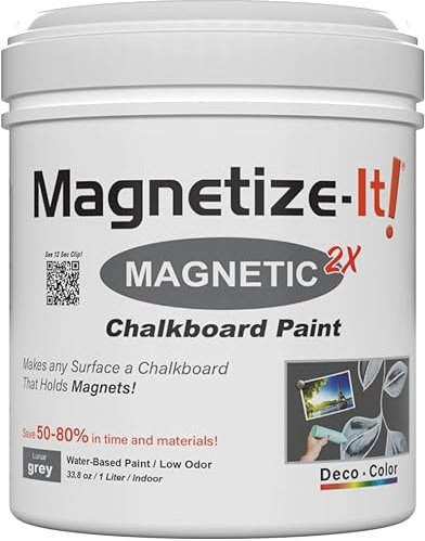 Magnetize-It! Pintura magnética para pared/tiza (base de agua), color gris, 1 l, 1000 ml, adherencia extra decorativa, duradera y sostenible, color interior de uso general