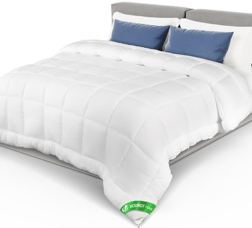VOUNOT Bettdecke 220x240cm, 4 Jahreszeiten Daunendecke 300GSM Füllung, Atmungsaktive Schlafdecke Steppdecke ，Oeko-Tex Standard