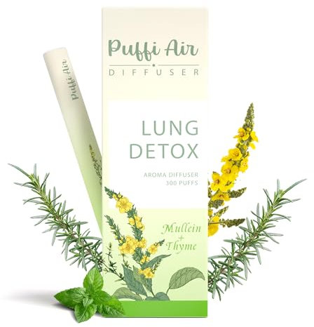 PUFFIAIR Difusor de hojas de gordolobo natural, inhalador de aromaterapia, limpiador de pulmones sin nicotina, difusor de gordolobo a base de hierbas, 300 usos