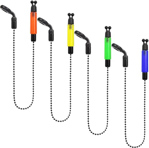 Mooshy 4 Pcs Light Bobbins Carp Fishing, 4 Colours Bite Indicators Fishing, Carp Swingers for Night Fishing Sea Fishing Freshwater Fishing Deep Water and Shallow Water