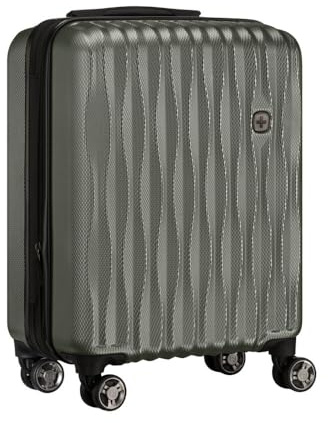 WENGER Energi resväska med hårt skal med 4 hjul, trolley, säkerhetslås, kvinnor och män, resor semester, GRÅ, Carry-On, Hardside expanderbart bagage med hjul