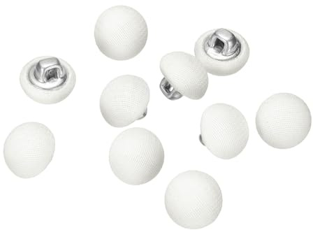 sourcing map 10pcs 16L Fabric Cloth Covered Button 10mm 3/8 Metal Shank Round Sewing DIY Buttons Craft Replacement Button for Sewing Clothing Suits Coats Blouses Sweaters, Cream White