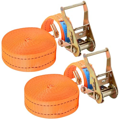 8M x 40mm Ratchet Straps Heavy Duty Tie Down Straps with Hooks 2000KG Break Strength Lashing Ratchet Strap for Cargo, Trucks, Motorcycle, Trailer, Set of 2