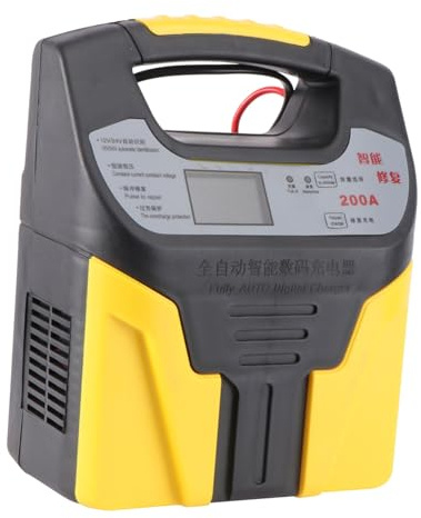 VALICLUD Chargeur De Batterie Automatique Pour Voiture Moto Avec Affichage Tension Intensité Protection Sécurité Jaune