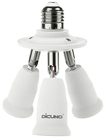 DiCUNO E27 3 en 1 Socket adattatore splitter, E27 Lampadina LED Standard, Supporto del convertitore, Presa per lampadario con 360 gradi regolabile a 180 °
