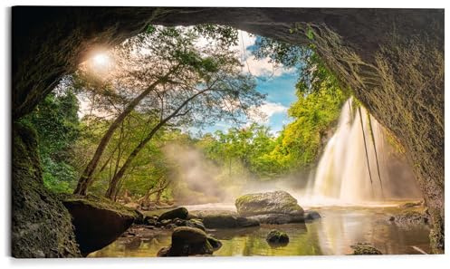 REINDERS Wandbild, Steinhöhle, Wohnzimmer, Wandbild, Wanddeko, Room Decor, MDF, Grün, 70 x 118