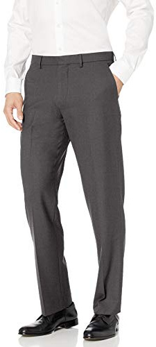 Amazon Essentials Pantalones de Vestir Elásticos de Corte Clásico y Resistentes a las Arrugas Hombre, Color Carbón, 42W / 34L