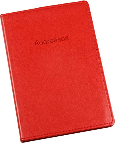 Esposti stor adressbok – mjukt läder känsla sydd fodral – röd – storlek 131 x 196 mm