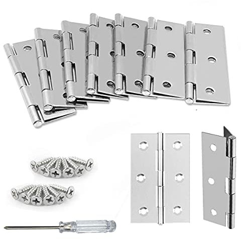 75 * 50 mm (L*W) Scharniere 10 Stück BUXUIEY Edelstahl Scharniere für Tür Klein Fenster Schränke Türen Werkzeugkästen Schmuckkästchen mit 60 Stück Edelstahlschrauben und Schraubendreher