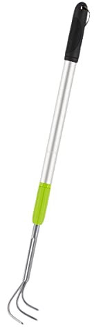 Rekord Kleingrubber (Stahl, pulverbeschichtet) Teleskopstiel länge bis 76 cm mit Anti-Rutsch-Griff und Aufhängeloch, Kultivator, Harke, Grubber, Gartenkralle, Unkrautkralle
