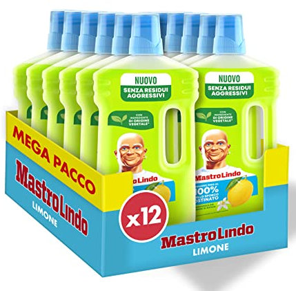 Mastro Lindo Liquido Detergente Per Pavimenti Multiuso Al Profumo La Freschezza Dei Limoni Di Sicilia 0.93 ML. Rimuove Fino Al 100% Di Sporco E Grasso