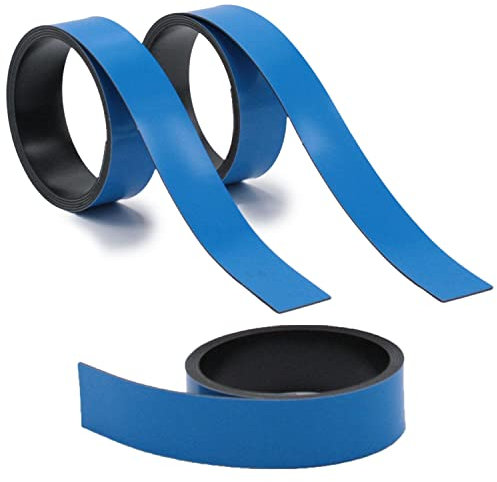 3 tiras magnéticas azules – aprox. 2 cm x 1 m cinta magnética para marcar y organizar en pizarras blancas, estanterías de almacén, calendarios – fácil de cortar – etiquetas magnéticas I mag251