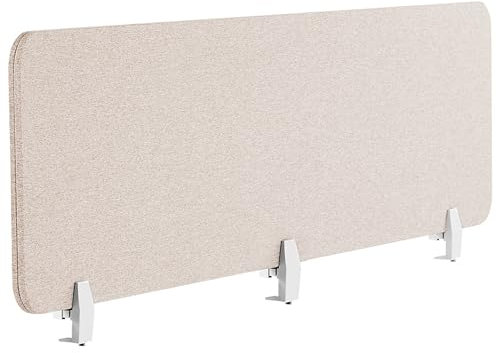 Beliani Pannello Divisorio Fonoassorbente per scrivania in PET beige 180 x 40 cm