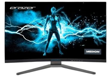MEDION Erazer Spectator X10, Curved Screen 27 Inches – VA QHD, 2560 x 1440 pixels, 165Hz, 1ms, Wide 16:9 format, Visual comfort and Immersive experience, LCD display, Adjustable height, MD21506