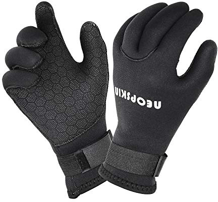 XUKER Guantes de agua de neopreno de 3 mm y 5 mm con cinco dedos para buceo, esnórquel, remo, surf, kayak, canoa, pesca submarina, esquí (3 mm-negro, 3XL)