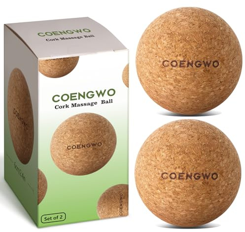 COENGWO Cork Ball Lacrosse Ball, Deep Tissue Muscle Tension Therapy Ball for Trigger Point Therapy, Muscle Soreness, Yoga Therapy, 2.4 Inch