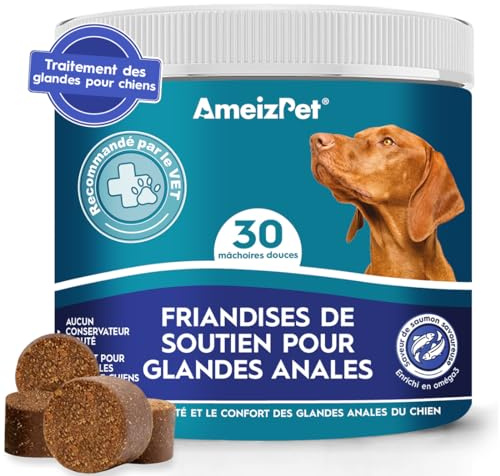 AmeizPet Glandular Treats för hundar, funktionella snacks med matsmältningsfibrer för hundars körtlar, för hälsosam tuggning, 30 snacks