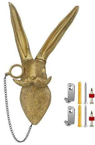 Juedawyal Rabbit Head Resin Animal Wall Mount Art Decor Bronzed Bunny Wall Hanging Ornaments Vintage Art Wall Sculptures Home Decoration for Bedroom Holiday Gifts