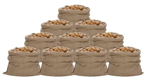 vidaXL 100% Natural Multipurpose Jute Sacks - Pack of 10 - Storage for Food Elements, House Decor and Plant Protection - 100 x 110 cm
