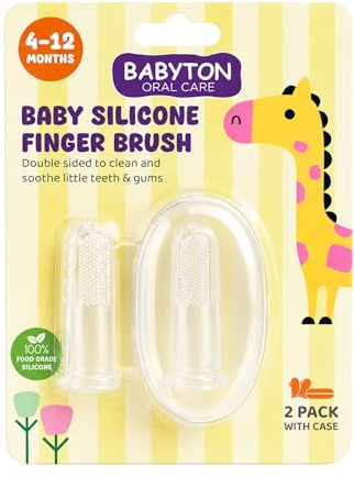 Babyton Baby Silicone Finger Brush - Dual-Sided for Cleaning and Massaging Gums, Safe for Babies 4-12 Months