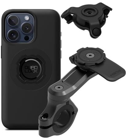 QUAD LOCK Supporto per Telefono da Manubrio di Moto Pro con Ammortizzatore di Vibrazioni e Custodia Mag per iPhone 15 Pro MAX