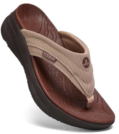 YESWIN Women's Orthotic Platform Flip Flop with Arch Support Ladies Comfortable Recovery Walking Thong Sandals Slip On Indoor Outdoor for Summer Beach