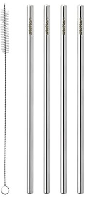 Stelton Lot de 4 pailles réutilisables en acier inoxydable avec brosse de nettoyage