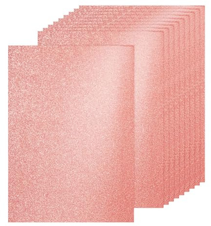 PATIKIL 60Sheets Rose Gold Glitter Cardstock, 8.3x11.7 in A4 Glitter Paper Card Stock Shiny Scrapbook 250gsm Sparkly Paper Large Shimmer for Crafts Scrapbook DIY Art Wedding Party